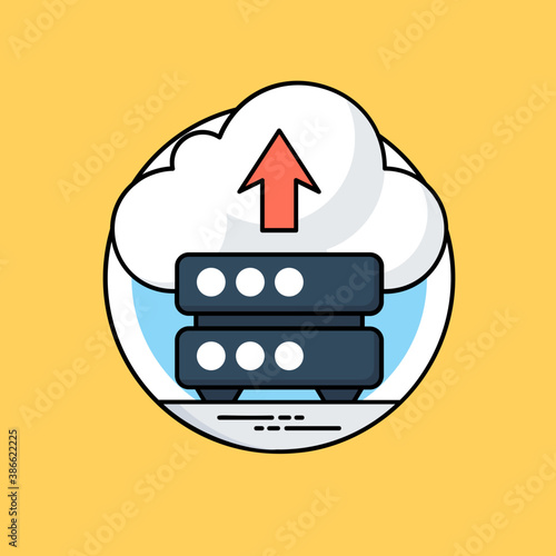 
Data storage devices uploading data into a cloud to brief the icon for cloud storage 
