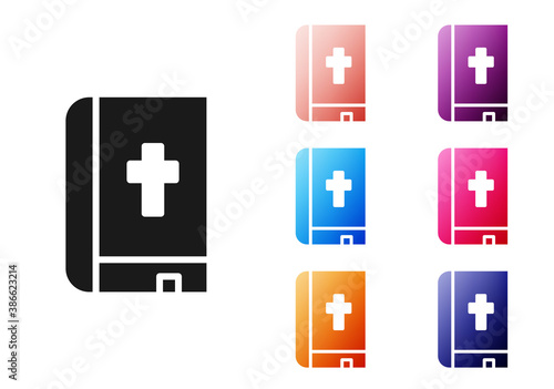 Black Holy bible book icon isolated on white background. Set icons colorful. Vector.