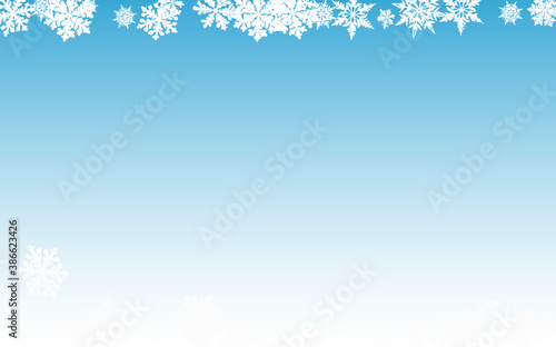 Gray Snowfall Panoramic Vector Blue Background. 