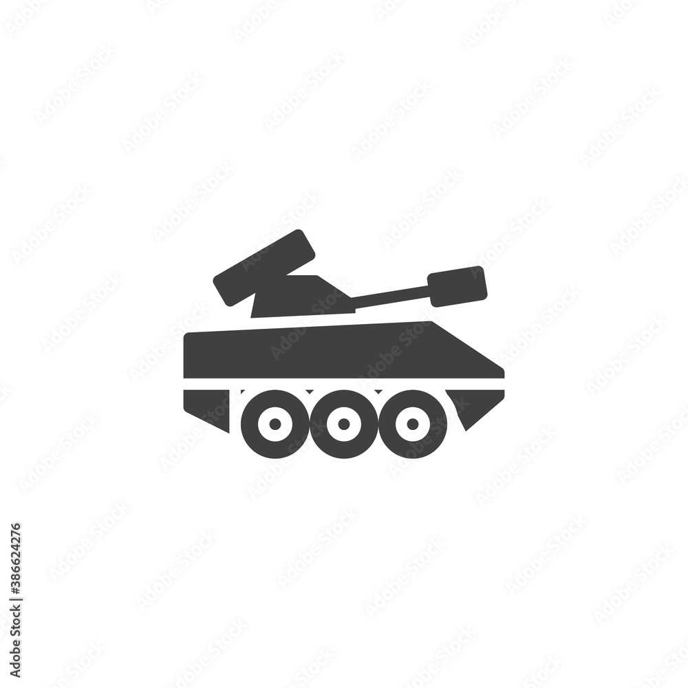 Military Tank vector icon. filled flat sign for mobile concept and web design. Army tank glyph icon. Symbol, logo illustration. Vector graphics