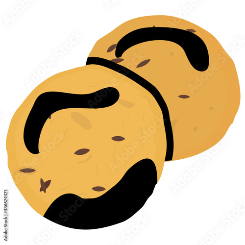 
Two crispy biscuit sandwich with chocolate cream inside, this is chocolate biscuits icon 
