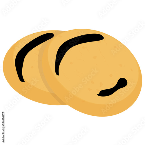 
Two crispy biscuit sandwich with chocolate cream inside, this is chocolate biscuits icon 
