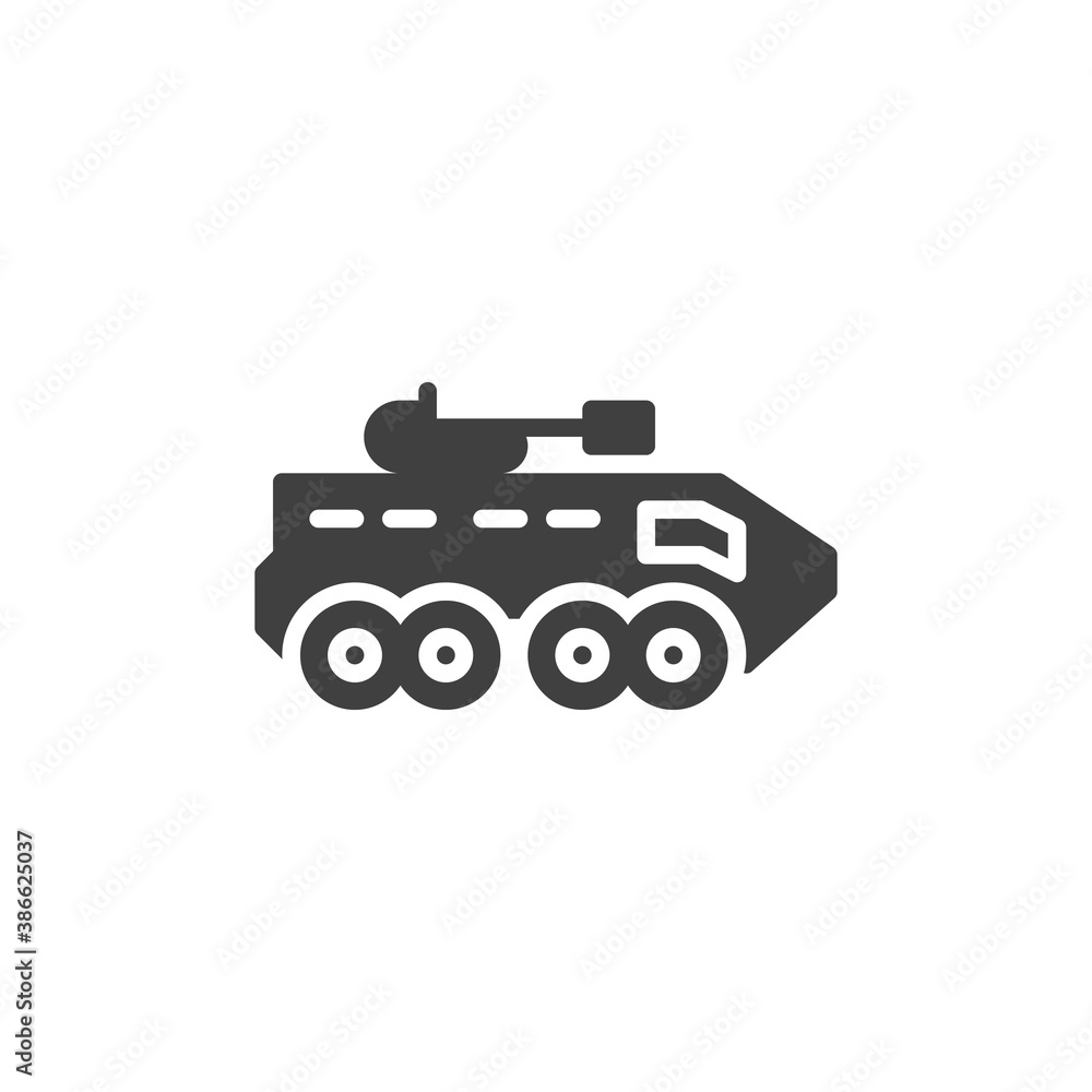 Armored tank vector icon. filled flat sign for mobile concept and web design. Military Tank glyph icon. Symbol, logo illustration. Vector graphics