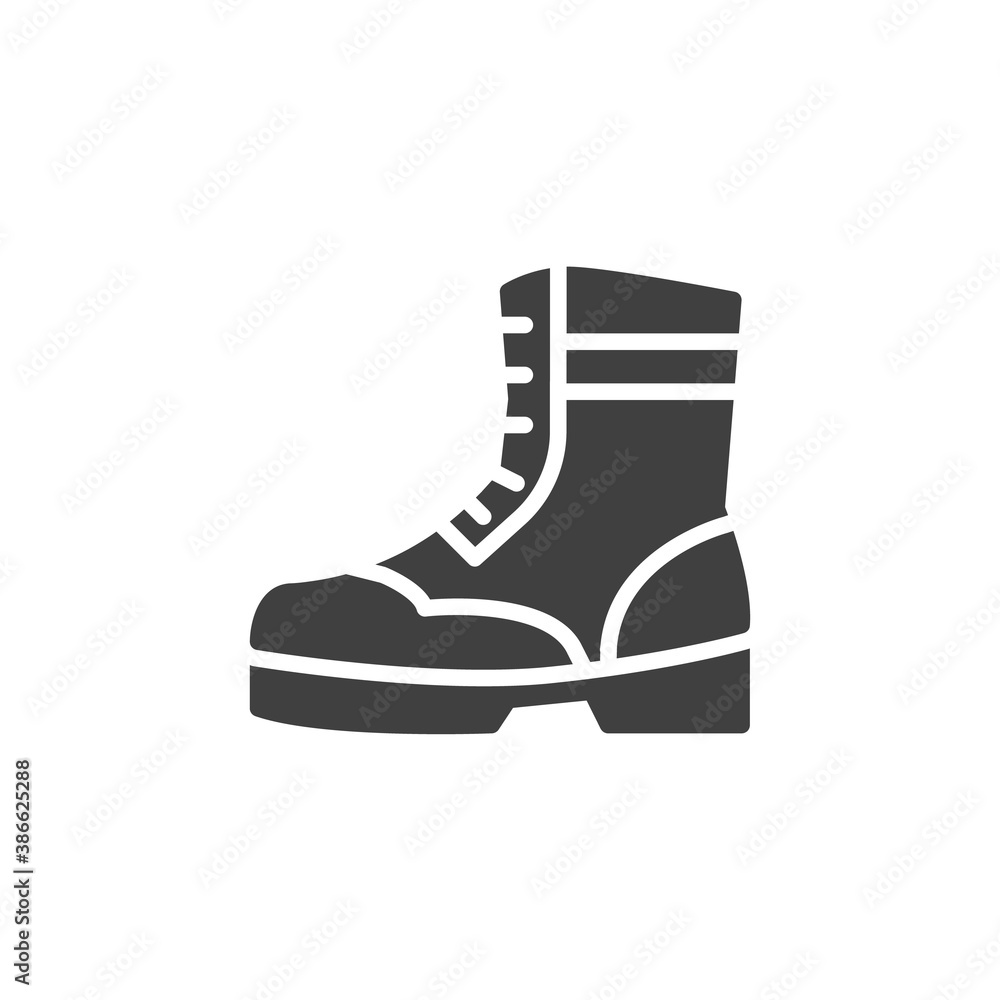 Army boots vector icon. filled flat sign for mobile concept and web design. Military shoes glyph icon. Symbol, logo illustration. Vector graphics Army boots vector icon. filled flat sign for mobile concept and web design. Military shoes glyph icon. Symbol, logo illustration. Vector graphics
