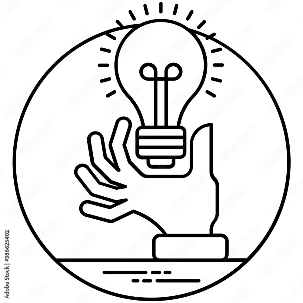 Round circular shape having light bulb in it with pencil inside, an icon for creative process
Round circular shape having light bulb in it with pencil inside, an icon for creative process