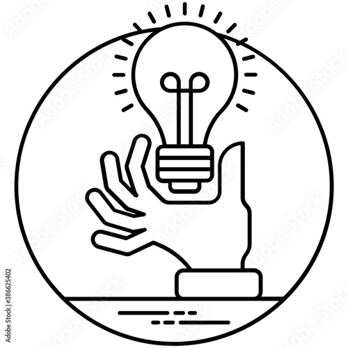 
Round circular shape having light bulb in it with pencil inside, an icon for creative process 
