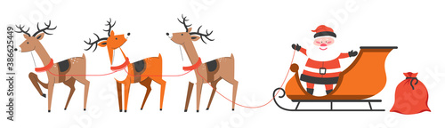 Santa Claus with presents for Christmas on sleigh