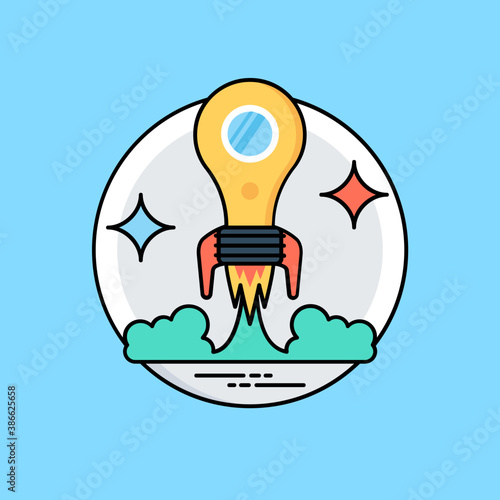 
Round circular shape having light bulb in it with pencil inside, an icon for creative process 
