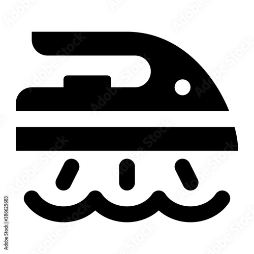 Steam Iron Glyph Icon Vector