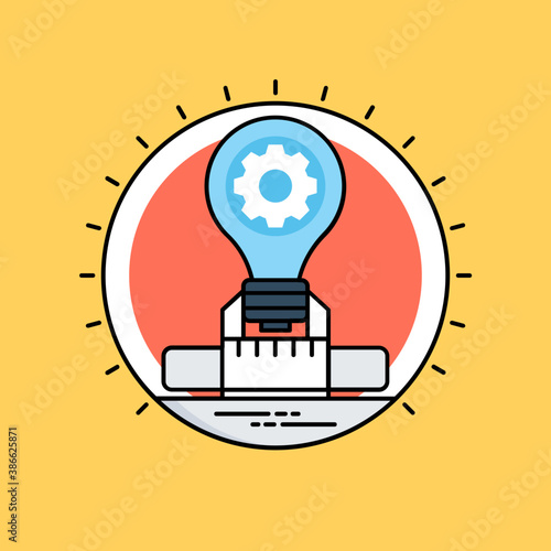 
Round circular shape having light bulb in it with pencil inside, an icon for creative process 
