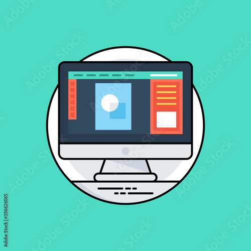 
Drawn illustration in a screen representing graphic design process 
