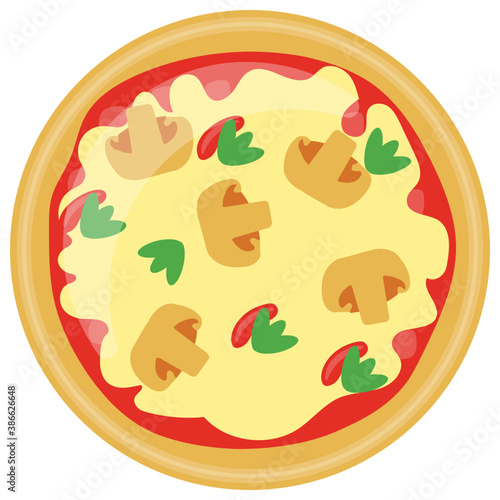
Icon denoting mushroom pizza by showing crust sprinkled with mushrooms and coriander  
