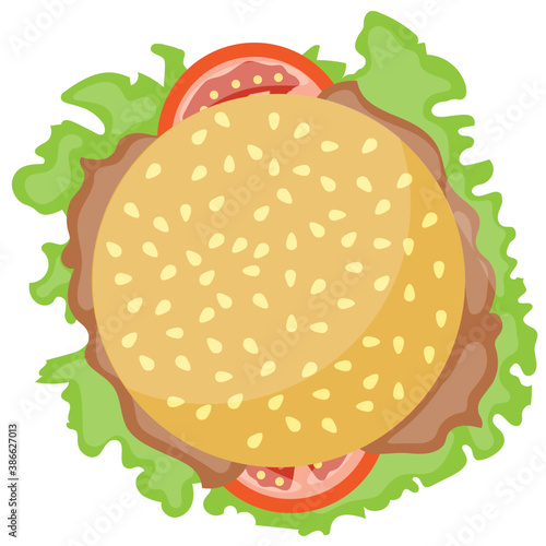 
An icon for beef burger is offered by using sandwich having leaf and petties inside
