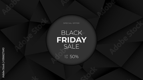 Black Friday Sale Vector Offer with geometry background 