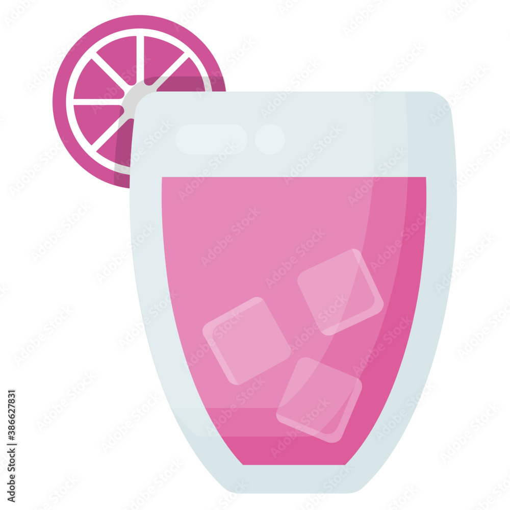 A glass with purple juice and purple slice of garnishing, icon for purple rain drink
A glass with purple juice and purple slice of garnishing, icon for purple rain drink