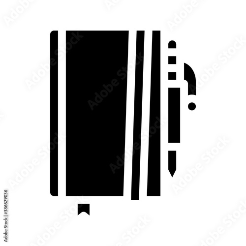 notebook and pen glyph icon vector illustration