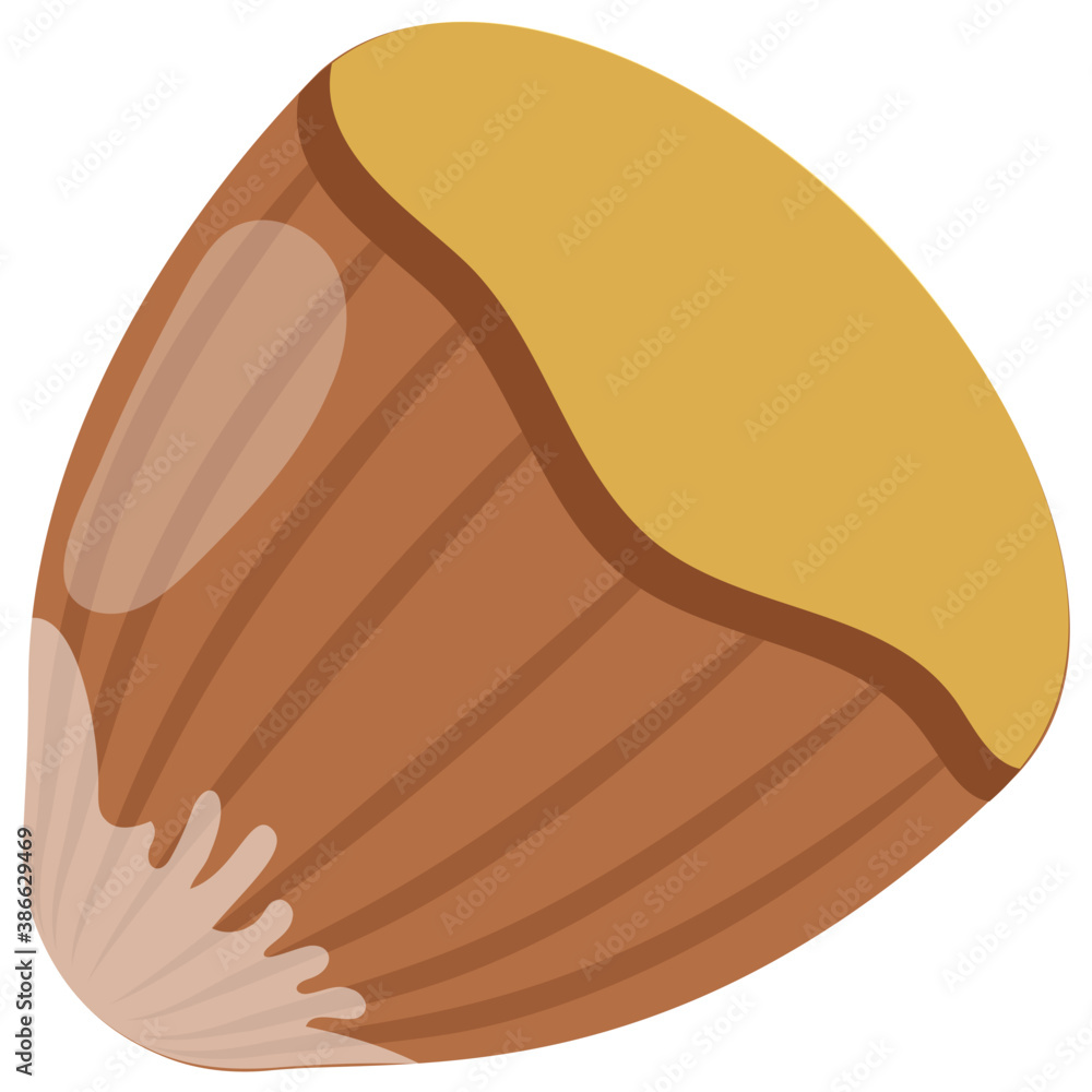 A brown colored nut entighted in shell called hazelnut
A brown colored nut entighted in shell called hazelnut
