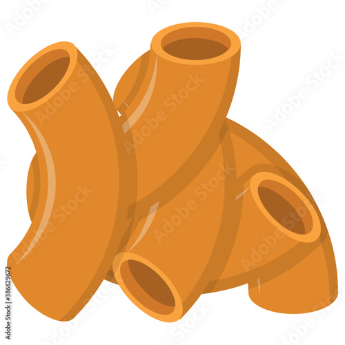 
A cylindrical shaped pasta with lines on it symbolizing  penne rigate pasta 
