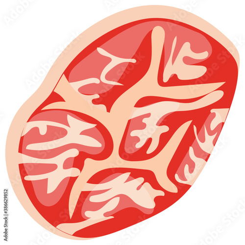 
Red meat slice in raw form for cooking and eating 
