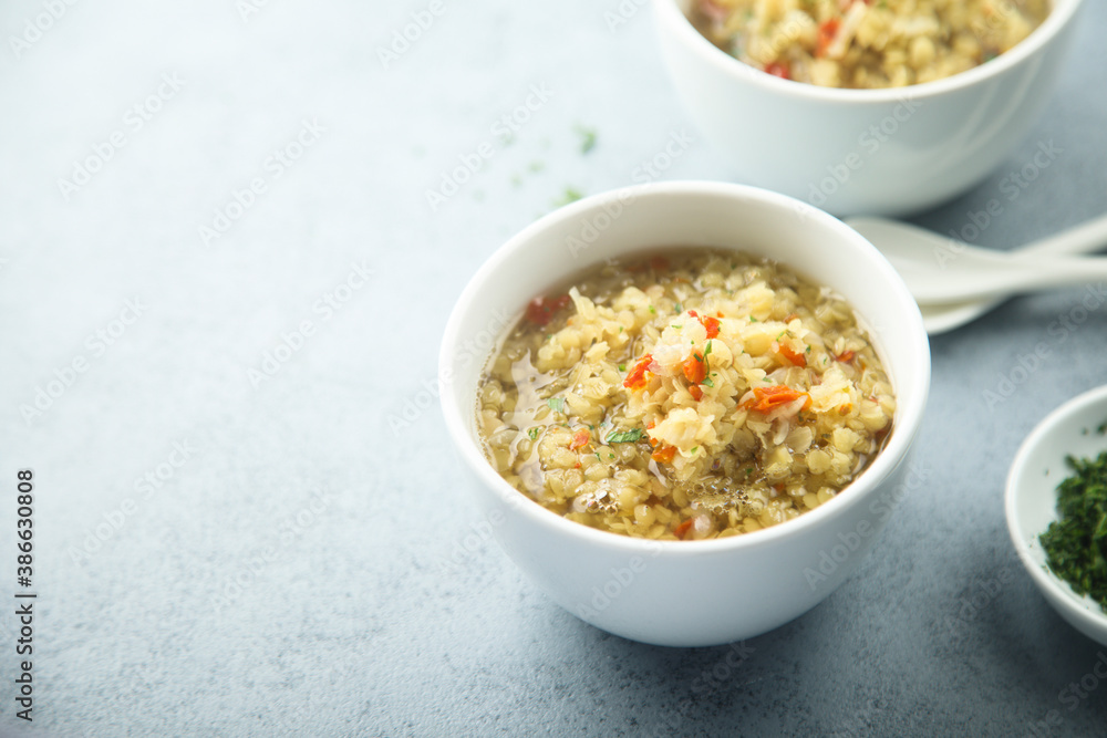 Healthy homemade lentil soup with vegetables Healthy homemade lentil soup with vegetables