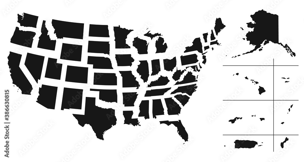 © o_a - Set of separated American states. Divided USA map. All the countries are named in the layer panel. © o_a - Set of separated American states. Divided USA map. All the countries are named in the layer panel.