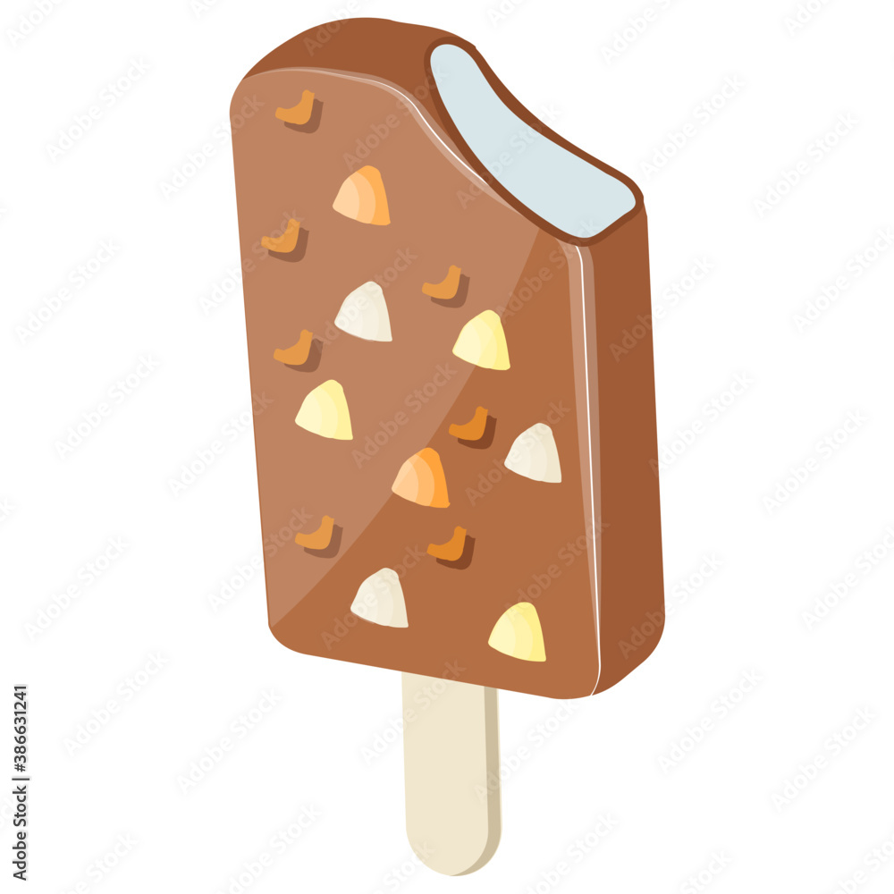 A chocolate coated vanilla bar with multi colored sprinkles depicting popsicle bar
A chocolate coated vanilla bar with multi colored sprinkles depicting popsicle bar