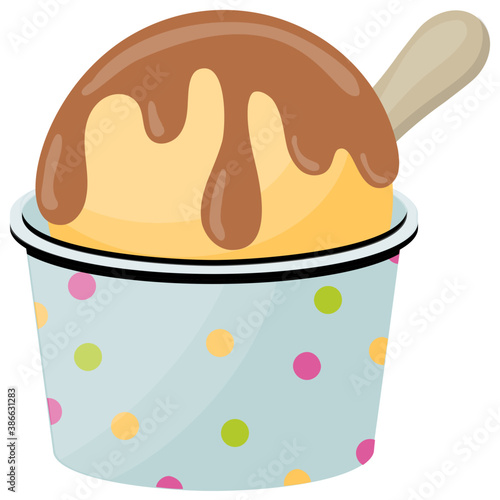 
Yellow frozen ice cream on a cone giving the concept of mango ice cream 
