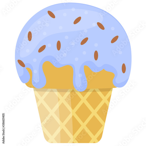 
A cupcake shaped dessert in chocolate flavour with chocolate chips over it 
