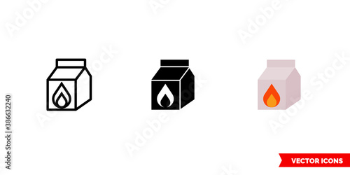 Charcoal icon of 3 types color, black and white, outline. Isolated vector sign symbol.