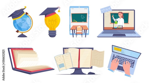 Online education icons set