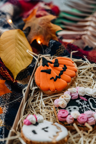 halloween decoration, homemade cookies, Halloween food background -Gingerbread Cookies 