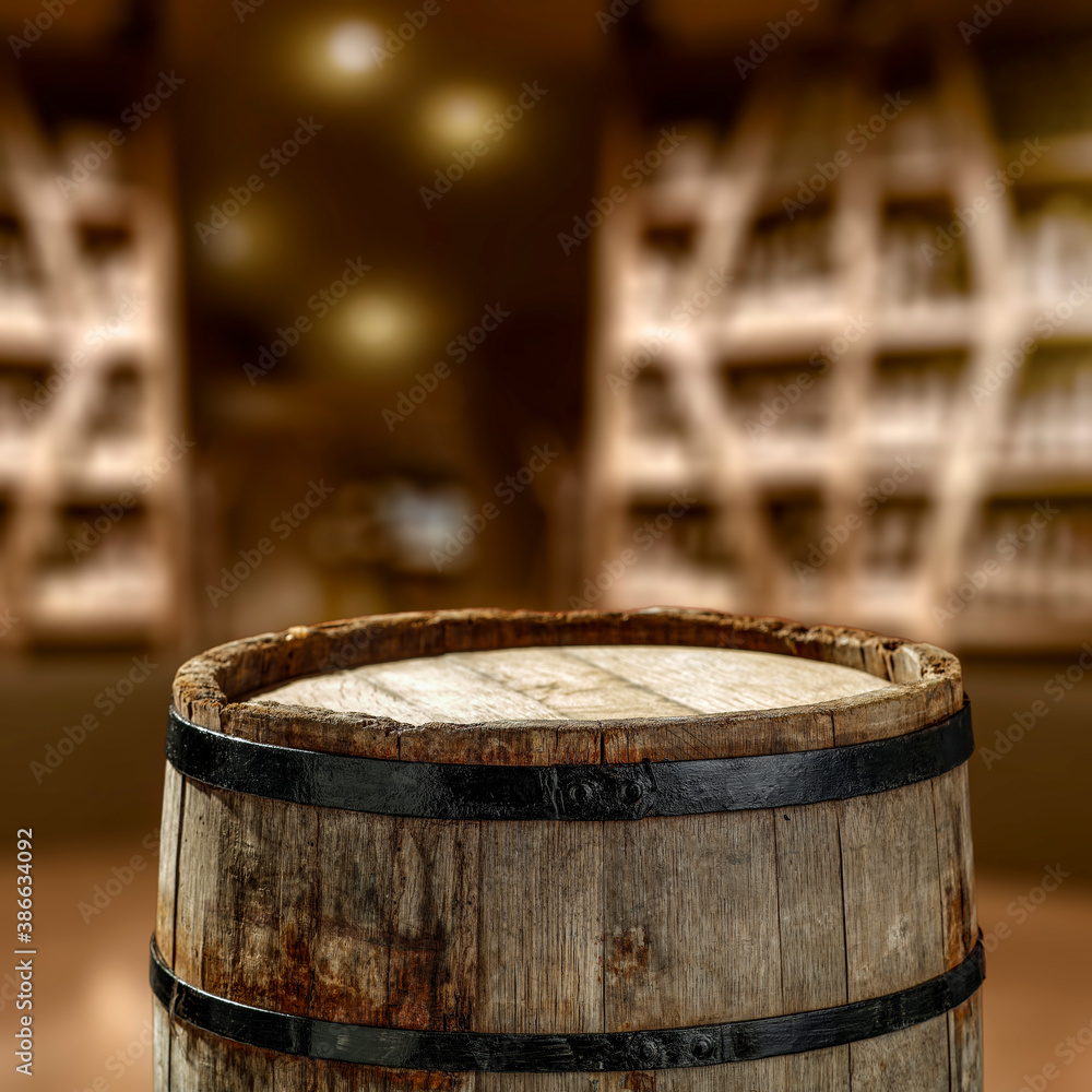 Fototapeta premium Old wooden barrel and free space for your decoration 