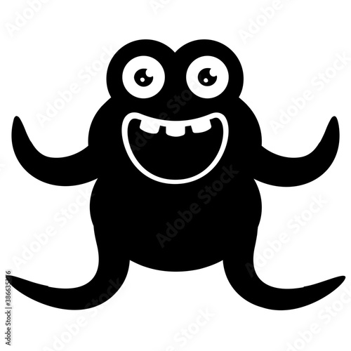 
A pink colored horrible faced creature with bulging eyes and big teeth and unusual body characterizing the oddball monster 
