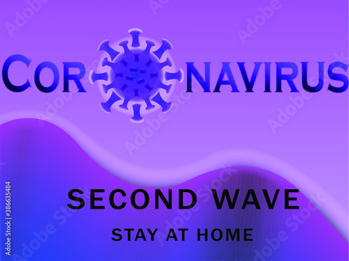 coronavirus on a purple background. Second wave. 3 d model of the coronavirus bacteria. vector graphics