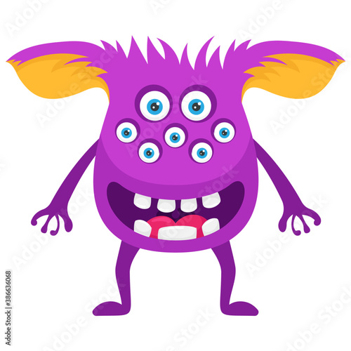
A small horrifying creature with bulging eyes, horns and up hands representing alien victory monster 
