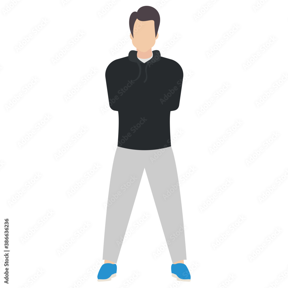 
Man in jersey and pants with hands in pocket showcasing handsome man icon
