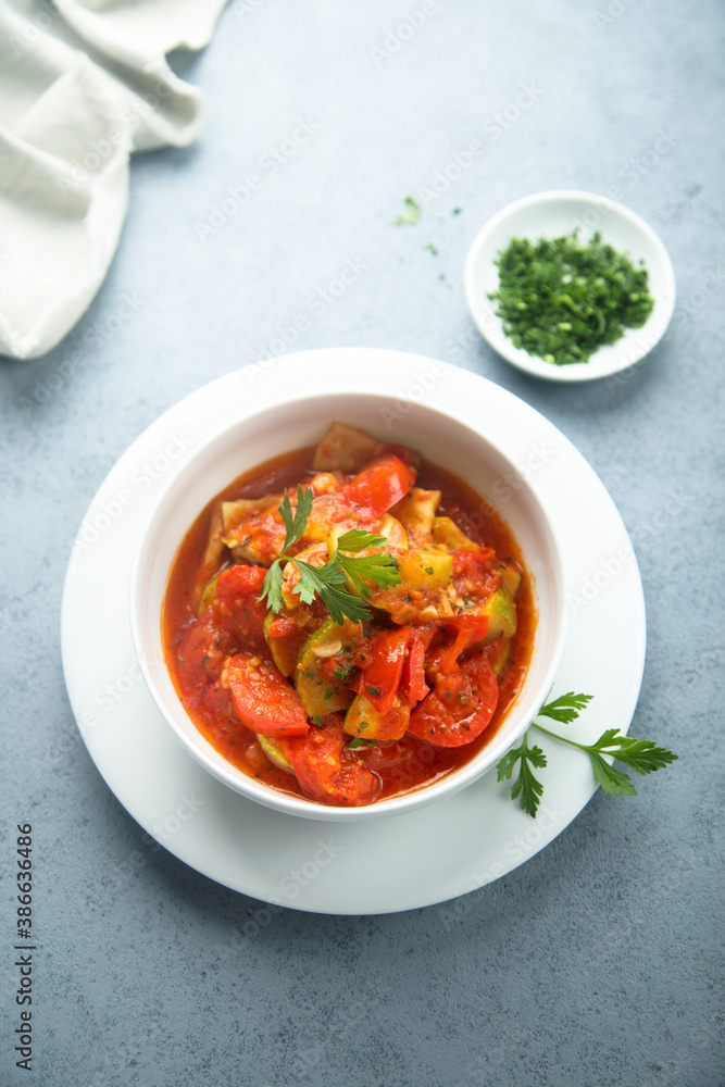 Homemade bell pepper ragout or stew Homemade bell pepper ragout or stew