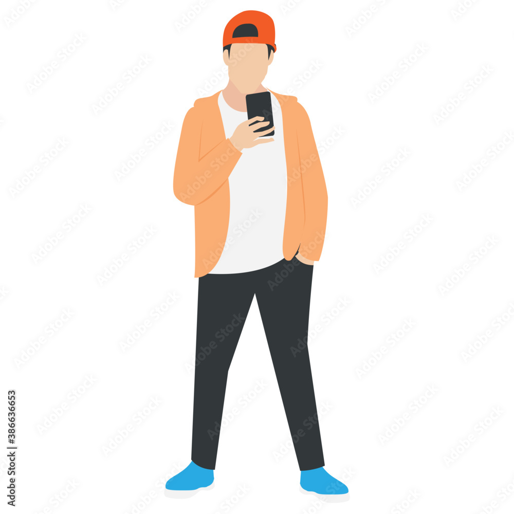 A teen ager in funky dressing with sneakers and back side cap using phone and depicting cool boy character
A teen ager in funky dressing with sneakers and back side cap using phone and depicting cool boy character