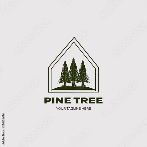 pine tree vintage logo vector emblem illustration design