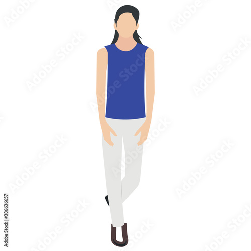 
Decently dressed lady with decent hairstyle denoting instructor 
