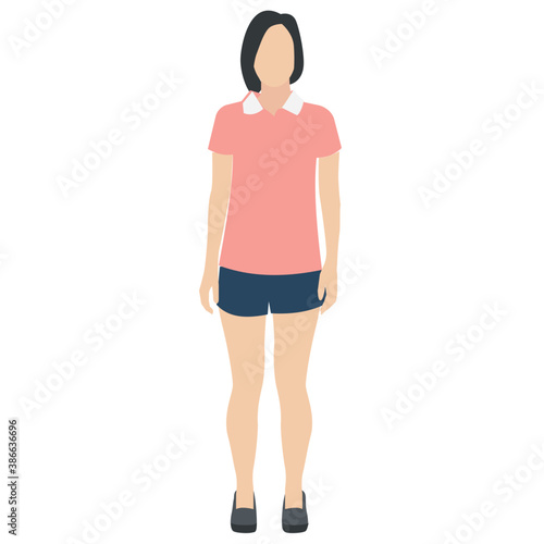 
Decently dressed lady with decent hairstyle denoting instructor 
