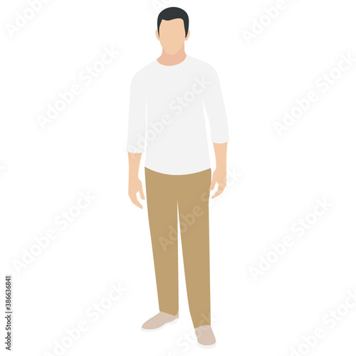 
A guy stylishly dressed up wearing denim upper, shoes and t shirt with chino jeans, looking away and presenting walking gesture 
