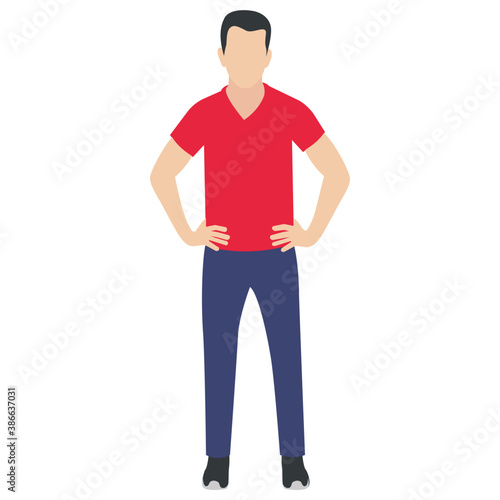 
A guy stylishly dressed up wearing denim upper, shoes and t shirt with chino jeans, looking away and presenting walking gesture 
