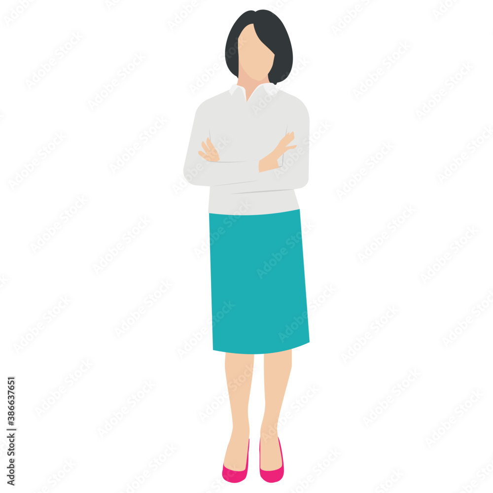 A female in stylish yet decent top standing with folding hands, icon for stylish businesswoman
A female in stylish yet decent top standing with folding hands, icon for stylish businesswoman