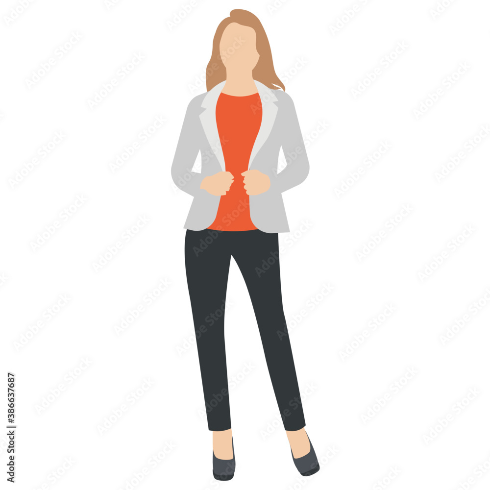 A female in stylish yet decent top standing with folding hands, icon for stylish businesswoman
A female in stylish yet decent top standing with folding hands, icon for stylish businesswoman