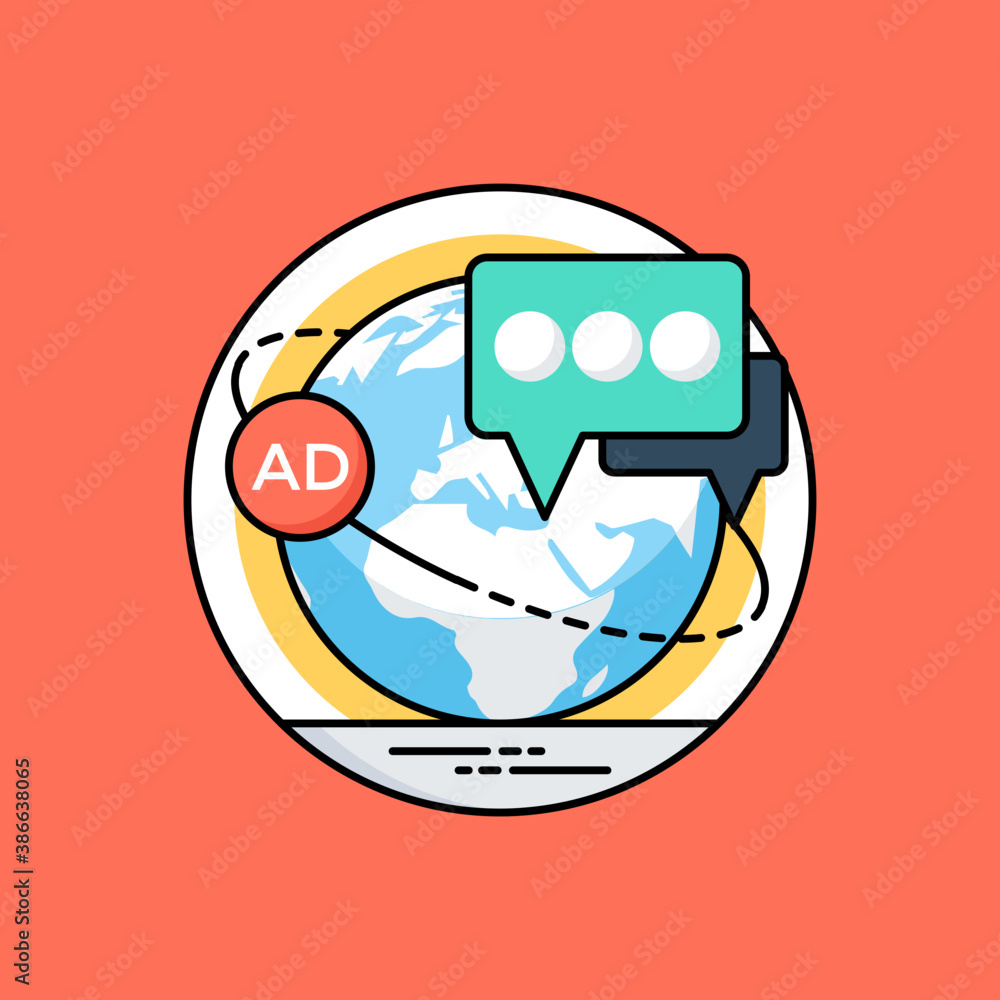 
A magnifying glass over globe grid, concept of global location search 
