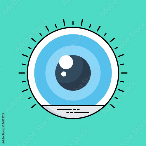 Rays over a round eyeball with some values below  an infographic for vision 