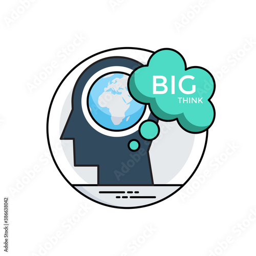 
Light bulb inside cog in human head is icon of creative mind 
