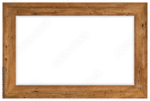 Wooden picture frame isolated on white background with clipping path