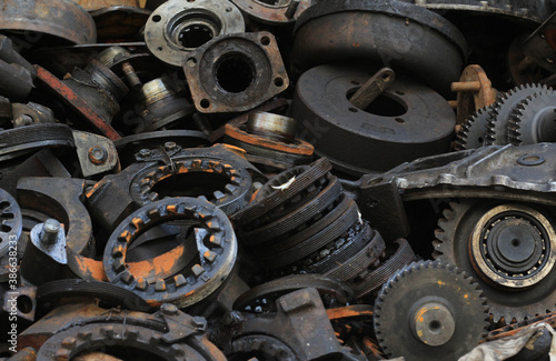 Many old automotive spare parts,Machine parts